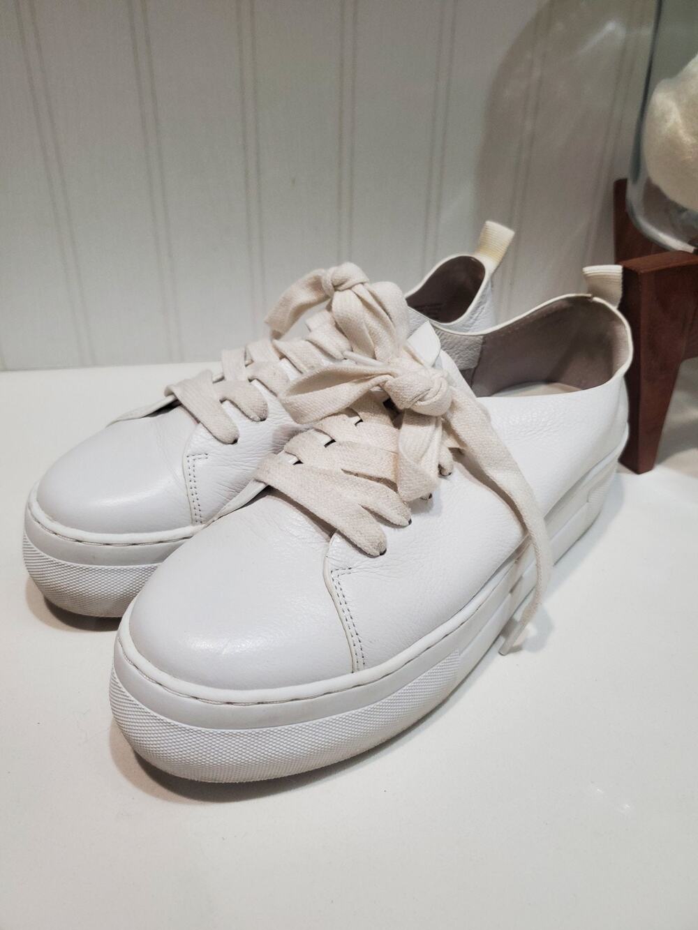 Deltan Leather Platform Sneakers Size 6